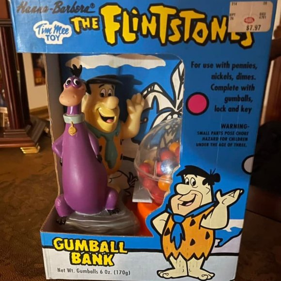 NEW VTG 1993 Flintstones Fred Dino Gumball Machine Bank Hanna Barbera Vintage